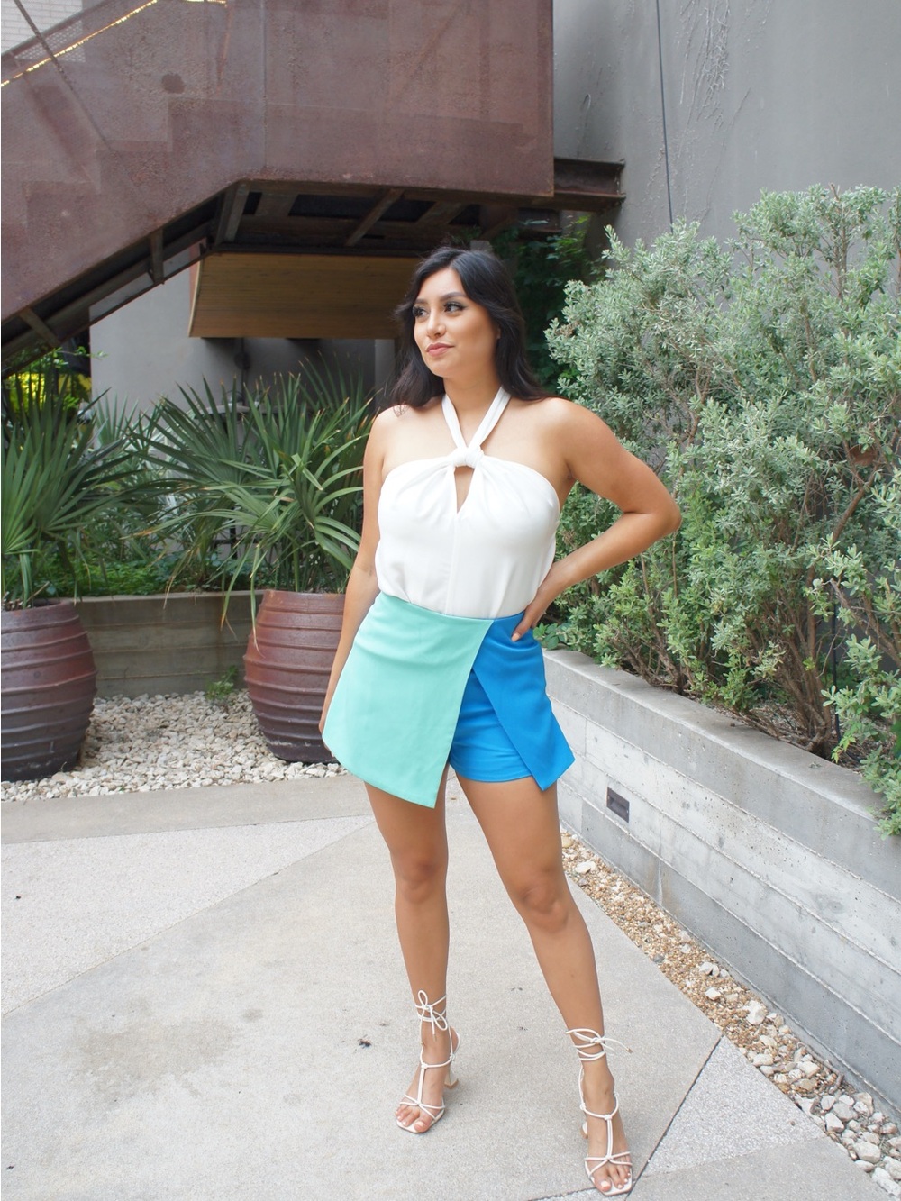 DO+BE Aqua and Teal Colorblock Mini Skort
